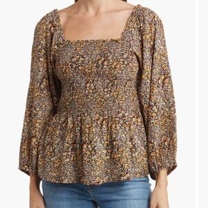 Madewell Floral Smocked Blouse - Multicolor
